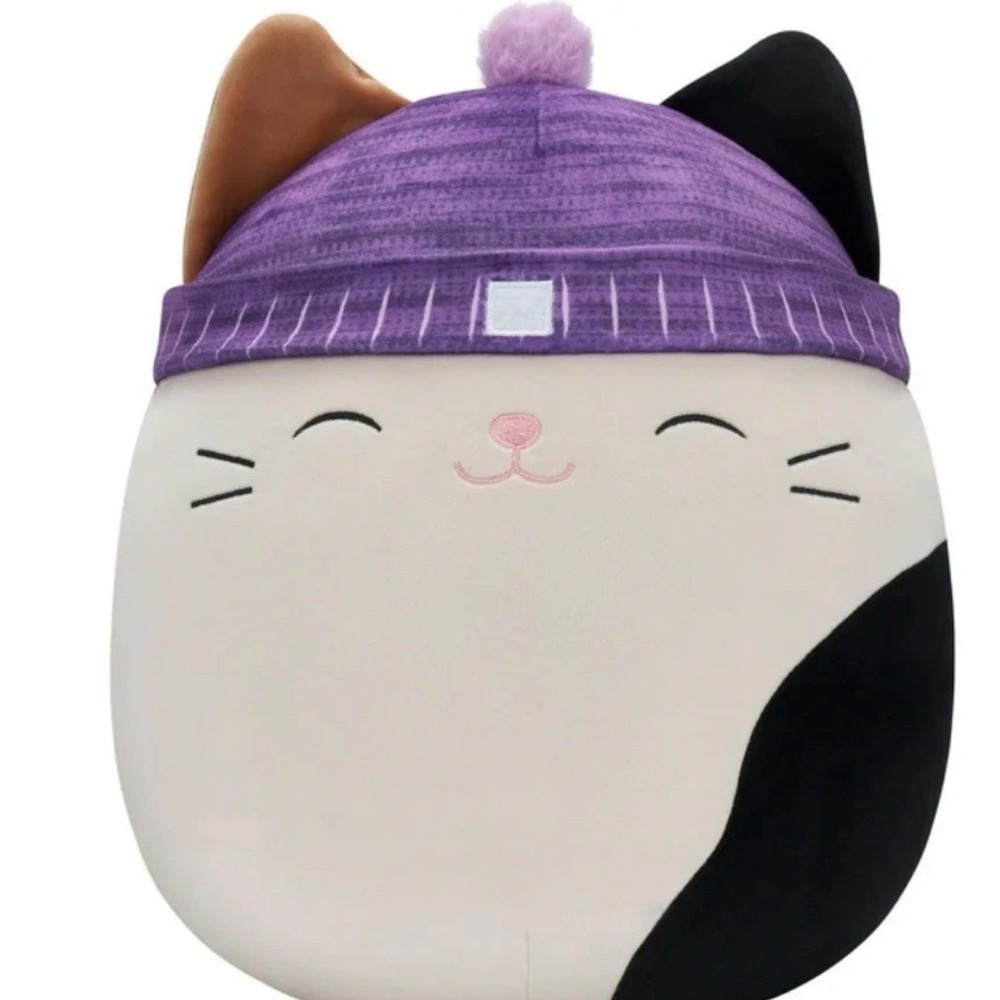 Charming Plush Cat Toy with Purple Hat